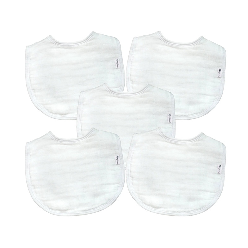 Green Sprouts Muslin Bibs made from Organic Cotton | White (5pk)