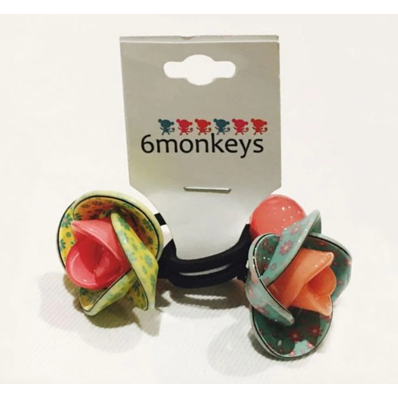 6 Monkeys Patterned Flower Hair Bobbles