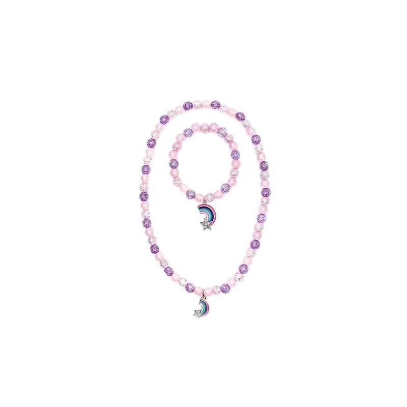 Great Pretenders Purple Rainbow Necklace and Bracelet Set
