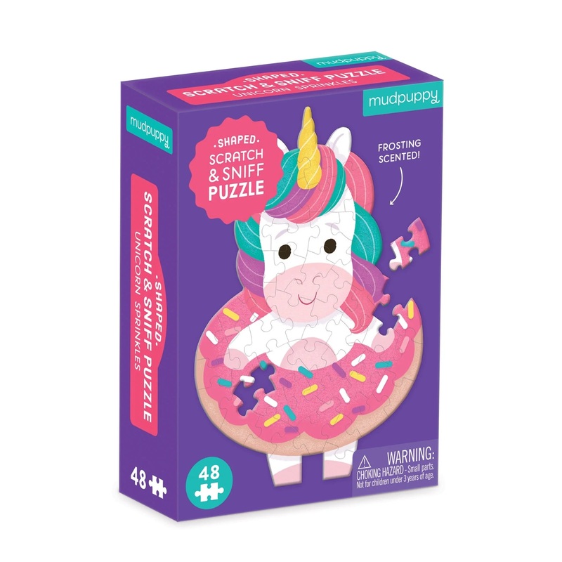 Mudpuppy Shaped Scratch & Sniff 48-piece Mini Puzzle | Unicorn Sprinkles