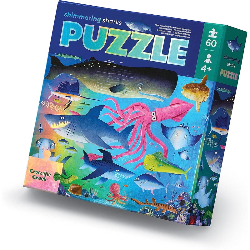 Crocodile Creek Shimmering Sharks Foil Puzzle (60 pieces)
