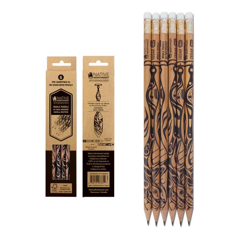 Native Northwest HB Pencils Pack of 6 – Whale Paddle by Paul Windsor