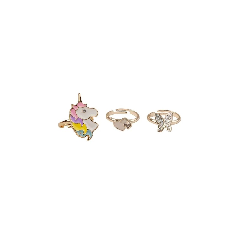 Great Pretenders Boutique Butterfly and Unicorn Ring Set (3-pieces)