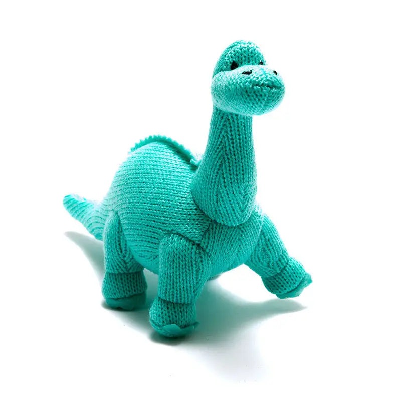 Best Years Knitted/Crocheted Baby Rattles | Baby Diplodocus (Turquoise)