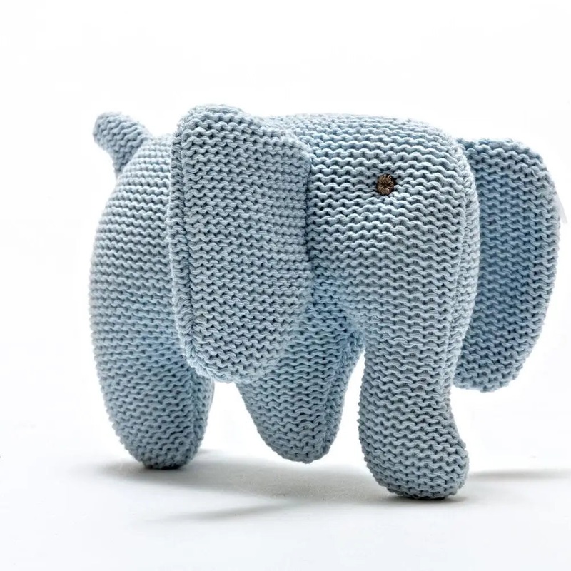 Best Years Knitted/Crocheted Baby Rattles | Blue Baby Elephant
