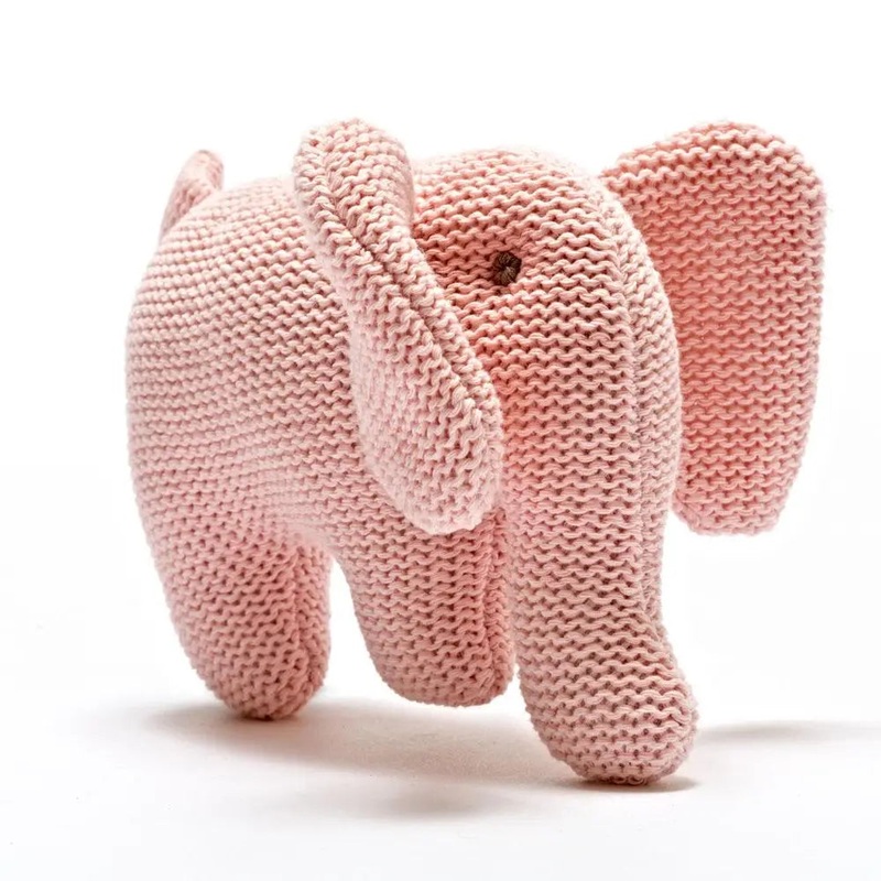 Best Years Knitted/Crocheted Baby Rattles | Pink Baby Elephant