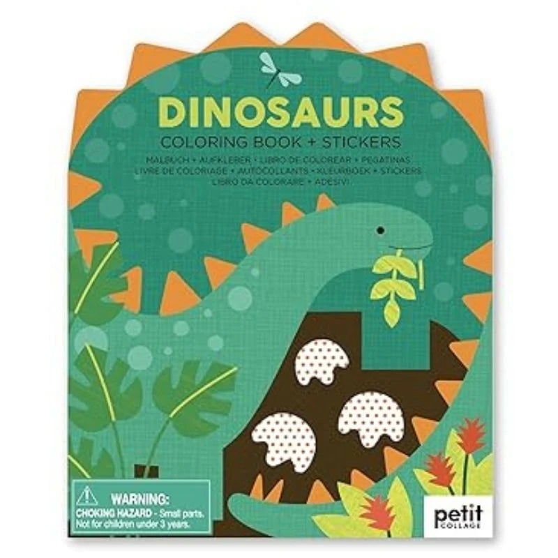 Petit Collage Colouring Book with Stickers | Dinosaurs