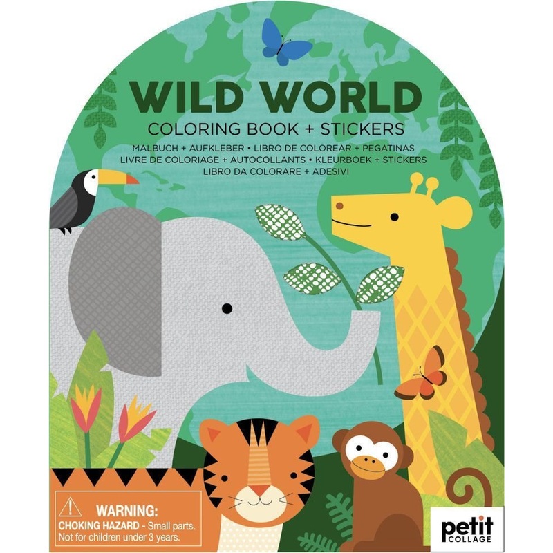 Petit Collage Colouring Book with Stickers | Wild World
