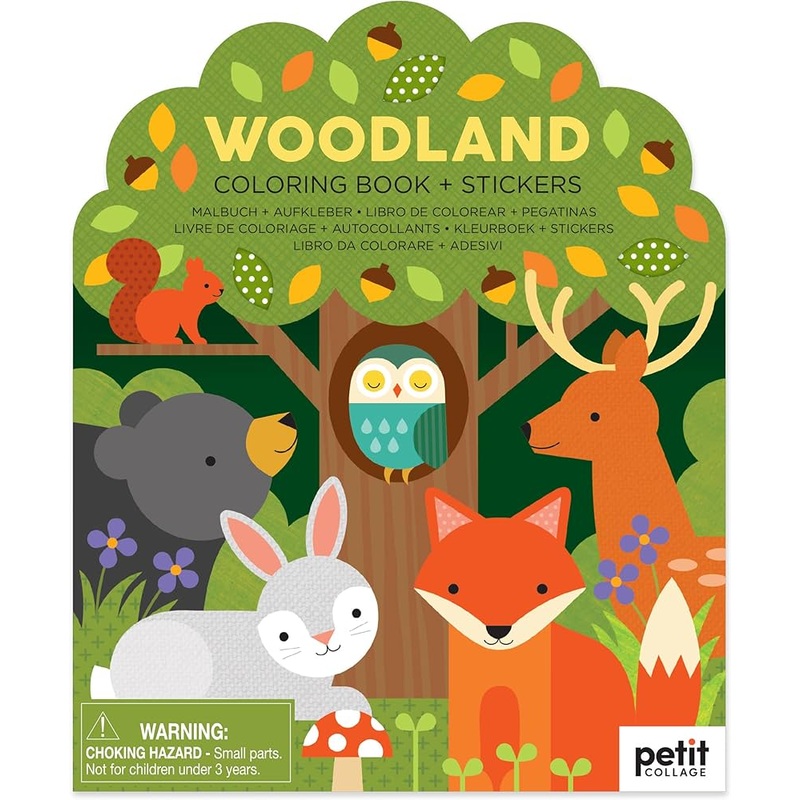 Petit Collage Colouring Book with Stickers | Woodland