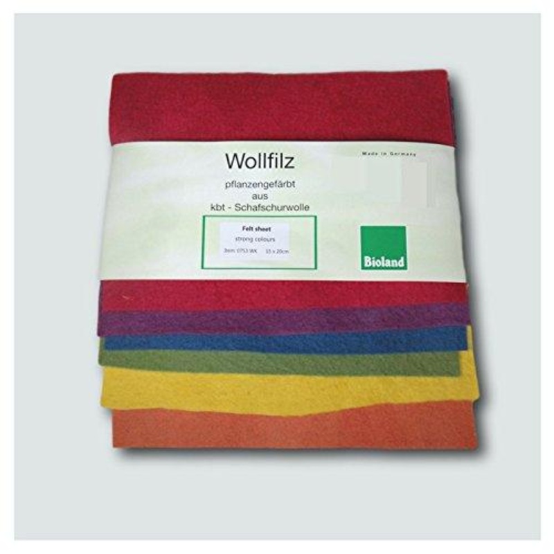 Bioland Organic Plant-Dyed Felt Sheets, Rainbow Colors, 6 Sheets