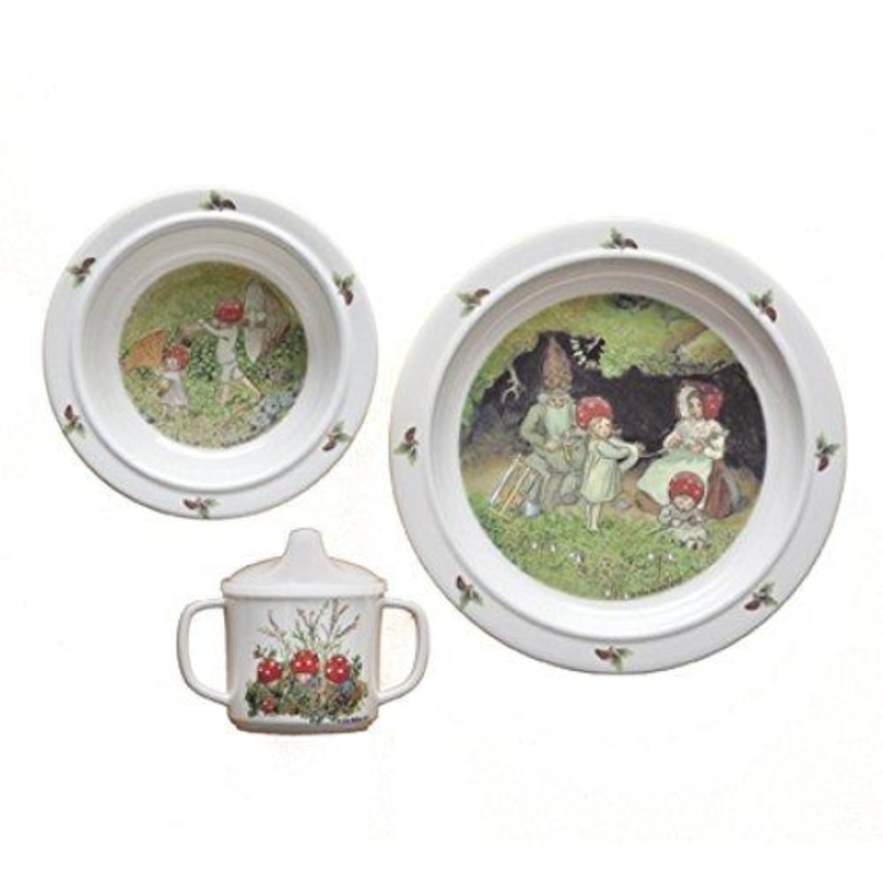 Elsa Beskow Children of the Forest ‘Tomtebobarnen’ 3-piece Melamine Dish Set