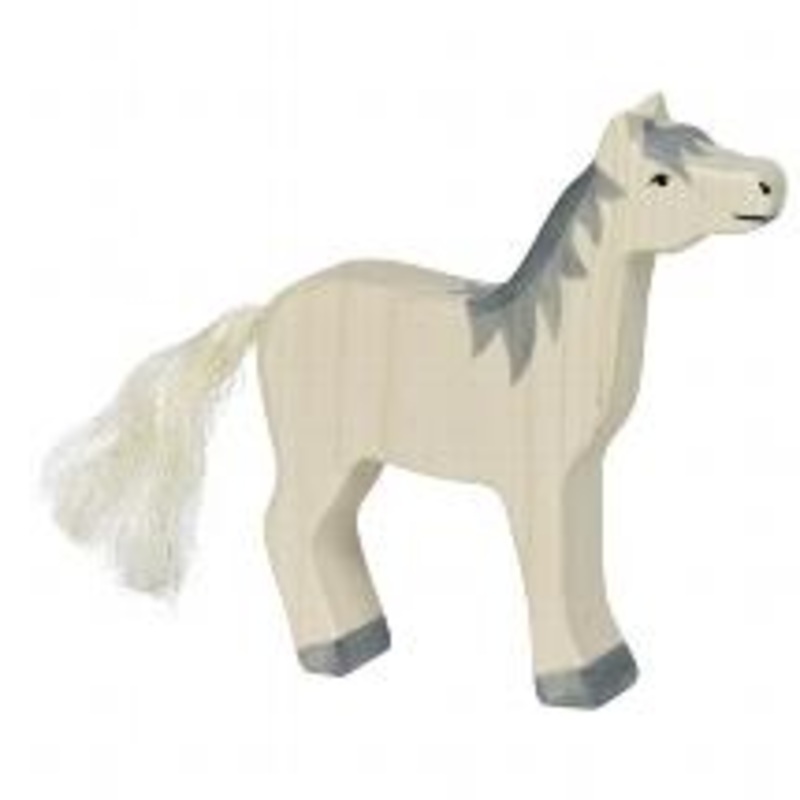 Holztiger Horse, head raised, grey mane