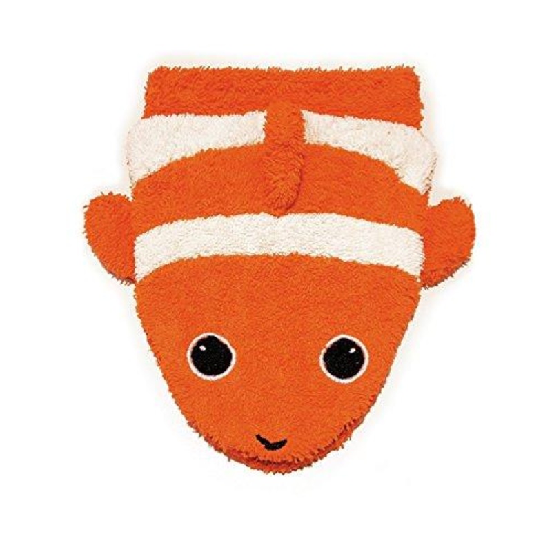Organic Cotton, Washcloth Mitt Clownfish Puppet, Adult Size