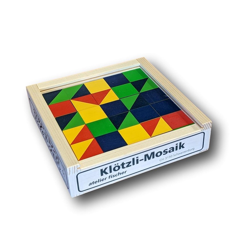 Atelier Fischer Mosaic Block Set in Wooden Case – 25 Blocks