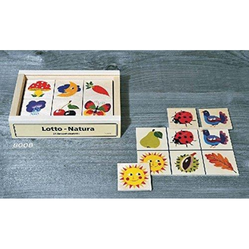 Atelier Fischer Wooden Nature Lotto Game in Wooden Box (24 Tiles / 4 Wooden Playing Boards)