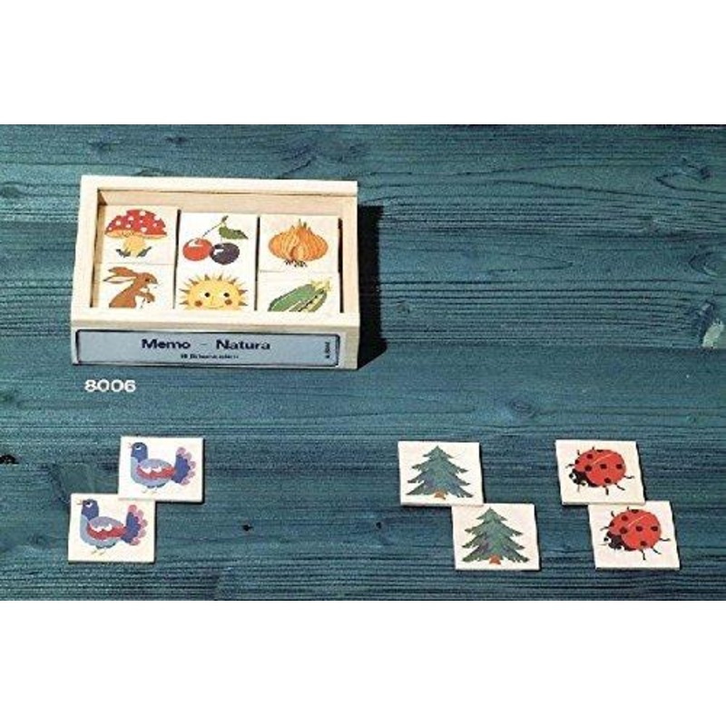 Atelier Fischer Wooden Nature Memory Game in Wooden Box (48 Tiles / 24 Matching Pairs)
