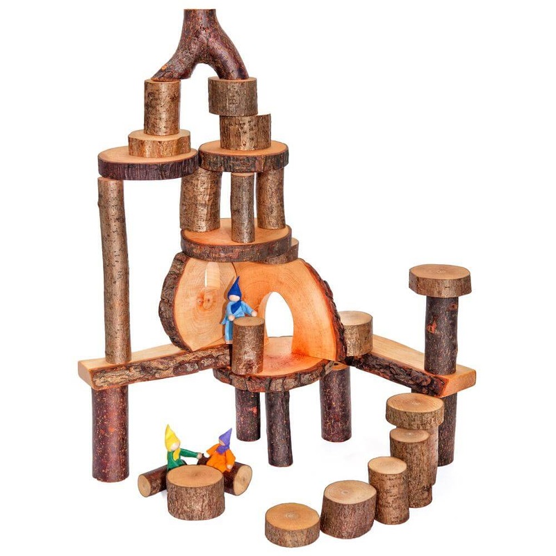 Eco-Blocks with Bark, Set of 36