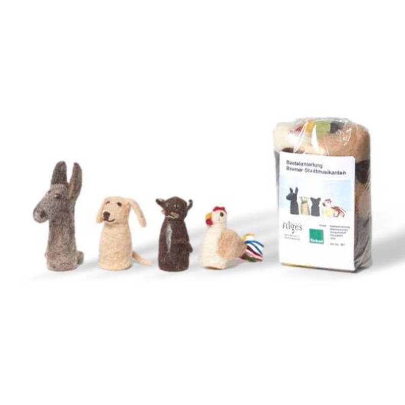 Organic Plant – Dyed Wool Dry Felting Kit, Bremen Town Musicians