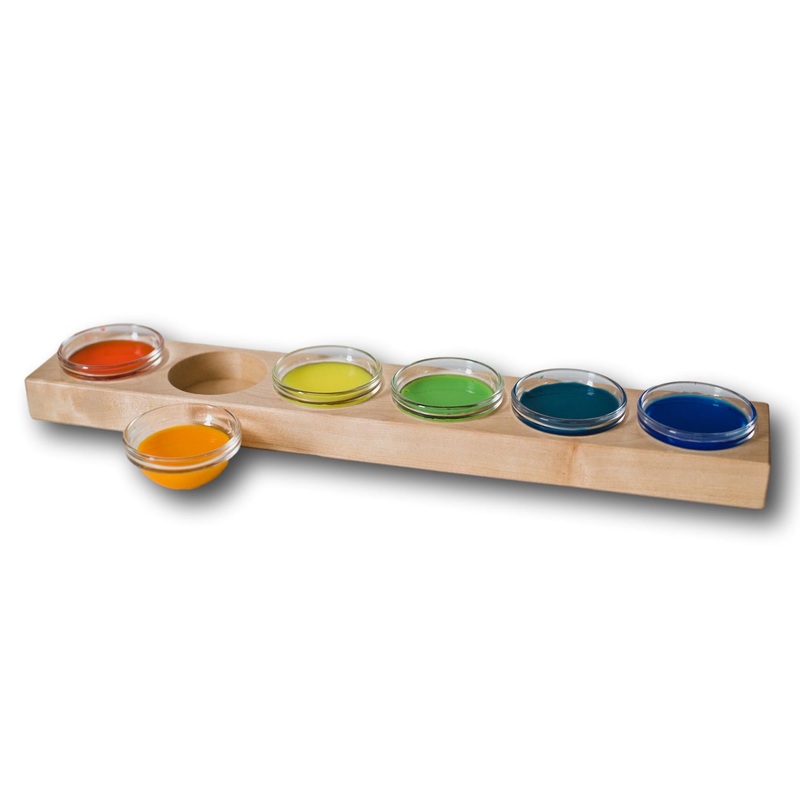 Wooden Paint Holder with 6 Cup Style Jars