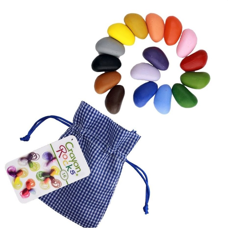 Crayon Rocks 16 Color in Festive Blue Gingham Bag