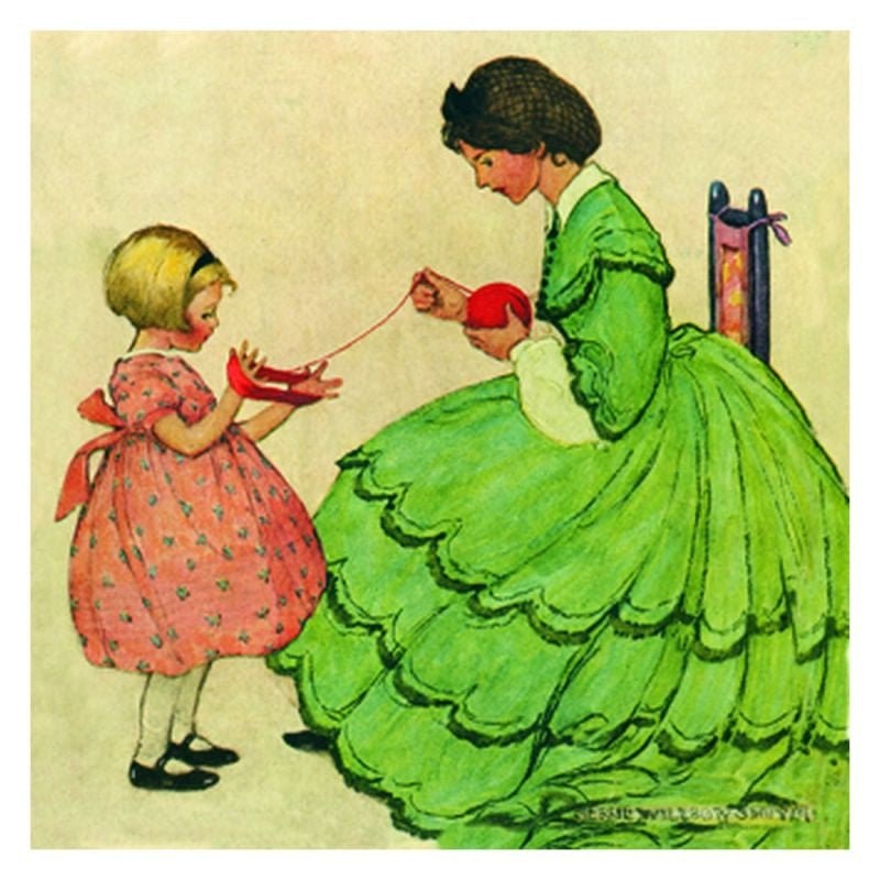 Jessie Willcox Smith Greeting Cards : Woman and Girl with Wool