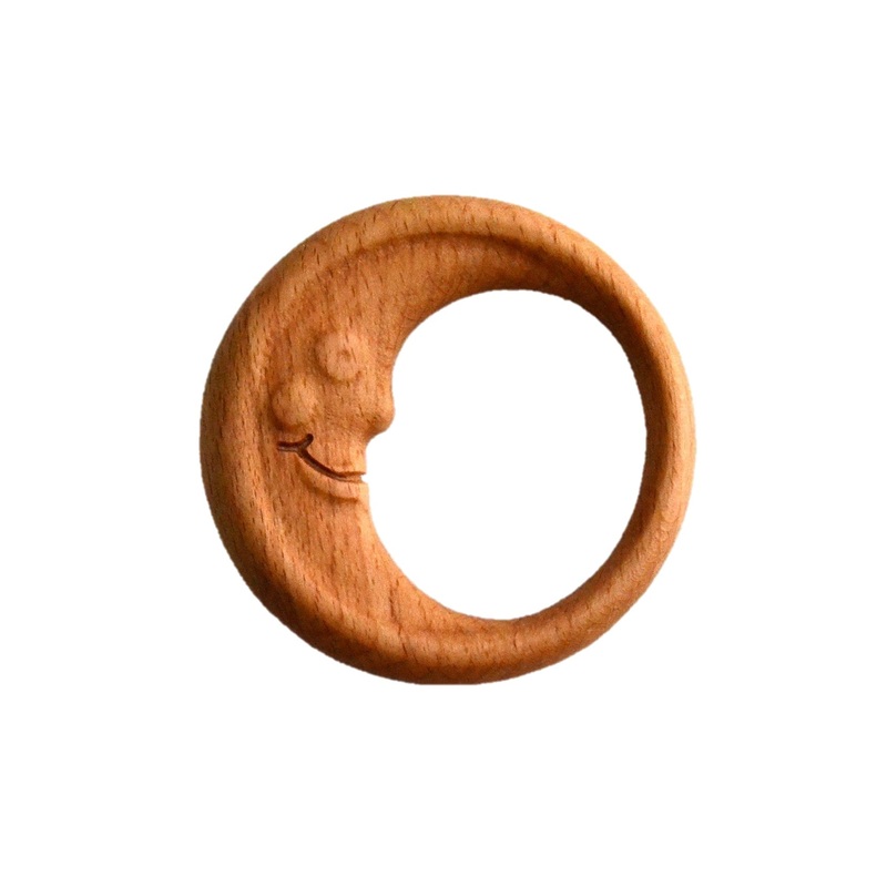 Wooden Baby Teether Rattle – Moon