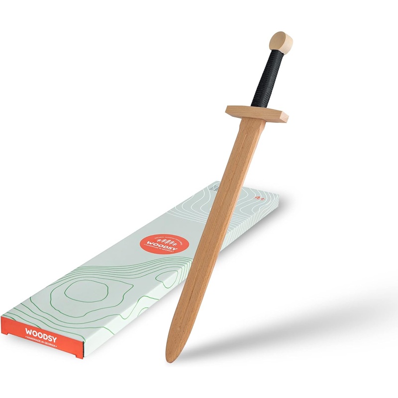 Woodsy Big double-edged sword with straight cross-guard