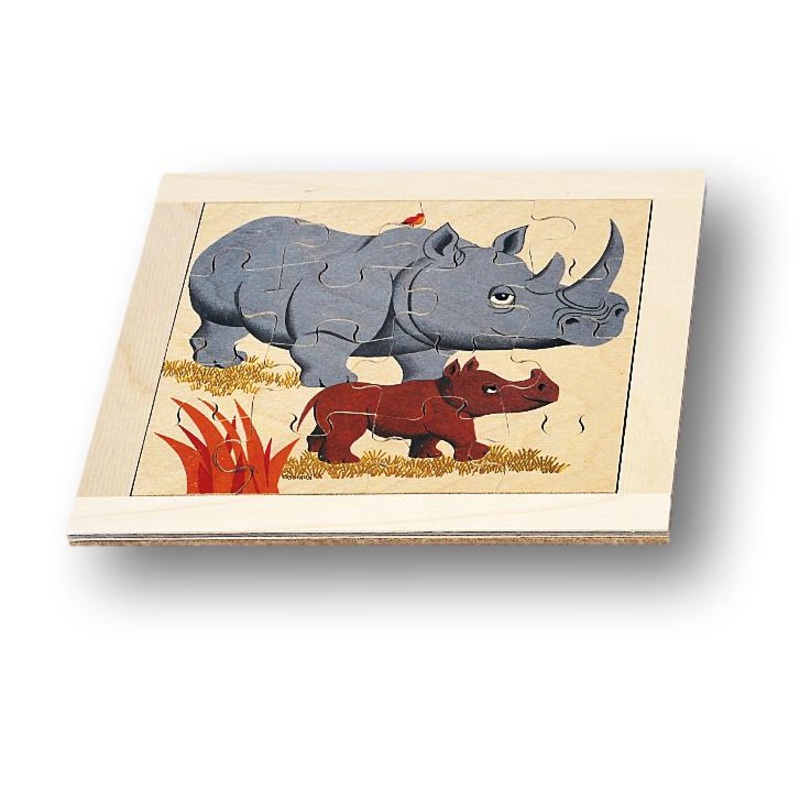 Atelier Fischer Wooden Jigsaw Puzzle – Rhinoceros (16 pcs)