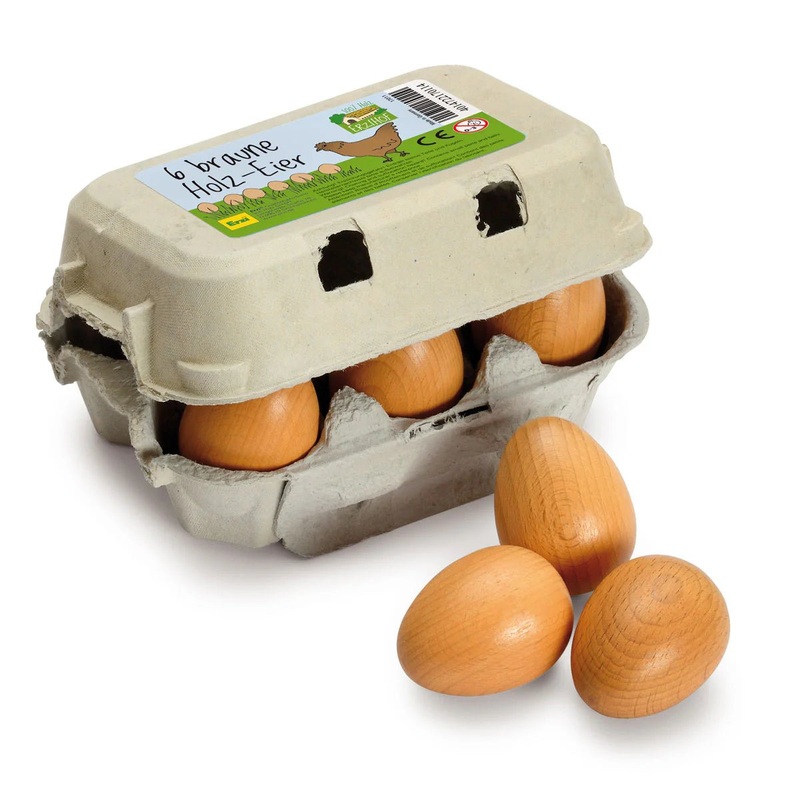 Erzi Wooden Brown Eggs in Carton