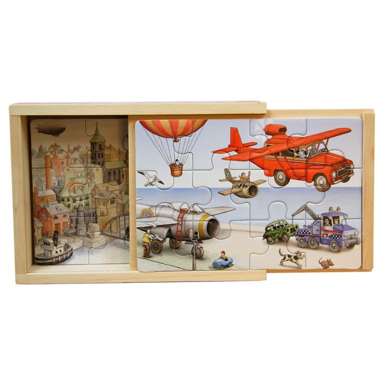 Jan Lf – Set of 4 Wooden Airplane Puzzles in Box