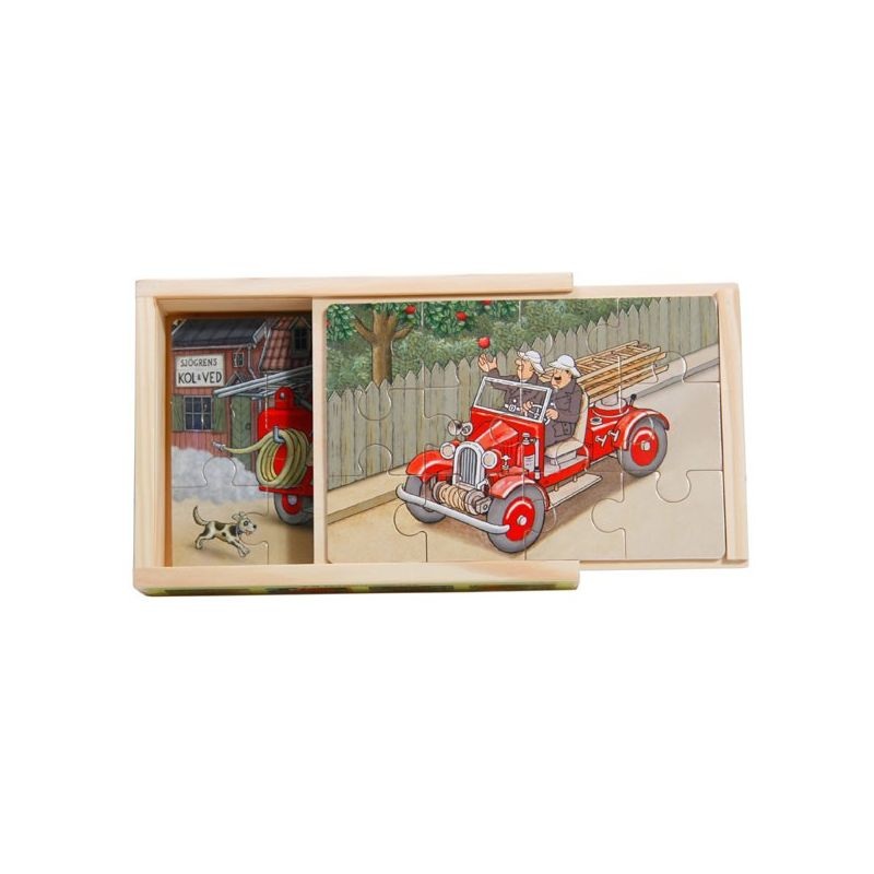 Jan Loof Fire Engine Jigsaw Puzzle | Wooden