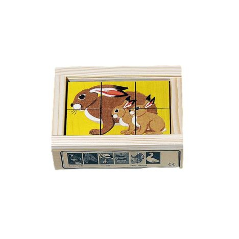 Atelier Fischer Wooden Cube Animal Puzzle – (6 Pieces)