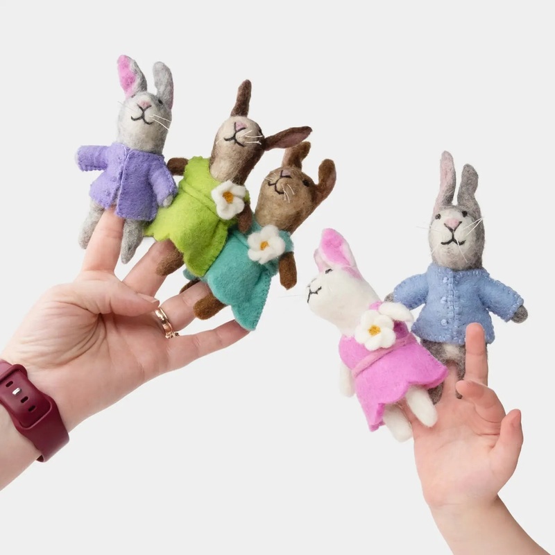 Fair Trade Handmade Felt Bunny Finger Puppets (6)