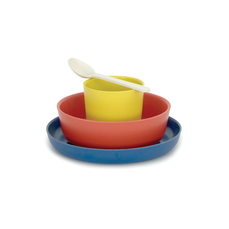 Bamboo Kid Dinner Set Emi – Lemon / Tomato / Royal Blue / White by Ekobo