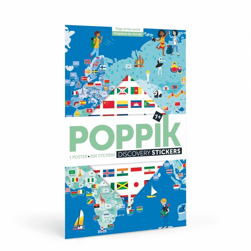 Giant Activity Sticker Poster – Flags of The World with 200 Repositionable Stickers by Poppik