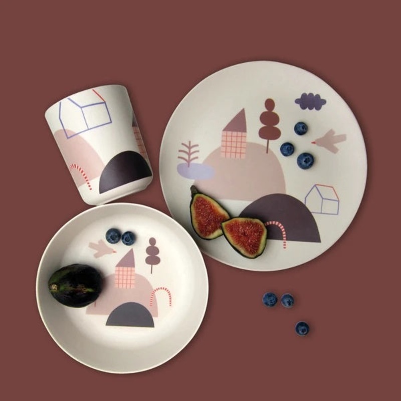 Happy Little Hills Bamboo Plate
