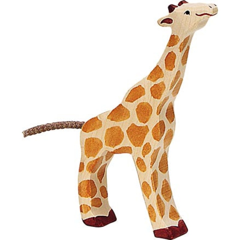 Small Feeding Giraffe Wooden Figure