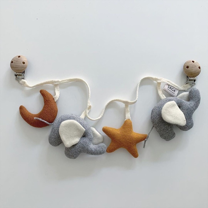 Pram Chain Pokka | Grey & Almon
