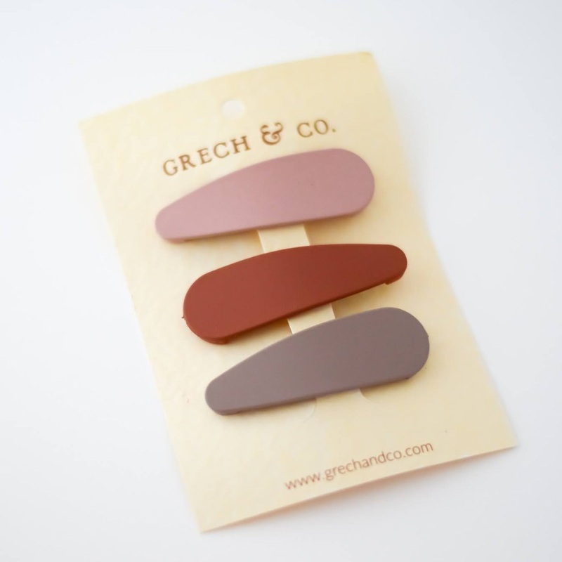 Grech & Co. Snap Matte Clip Set of 3 | Stone, Shell, Rust