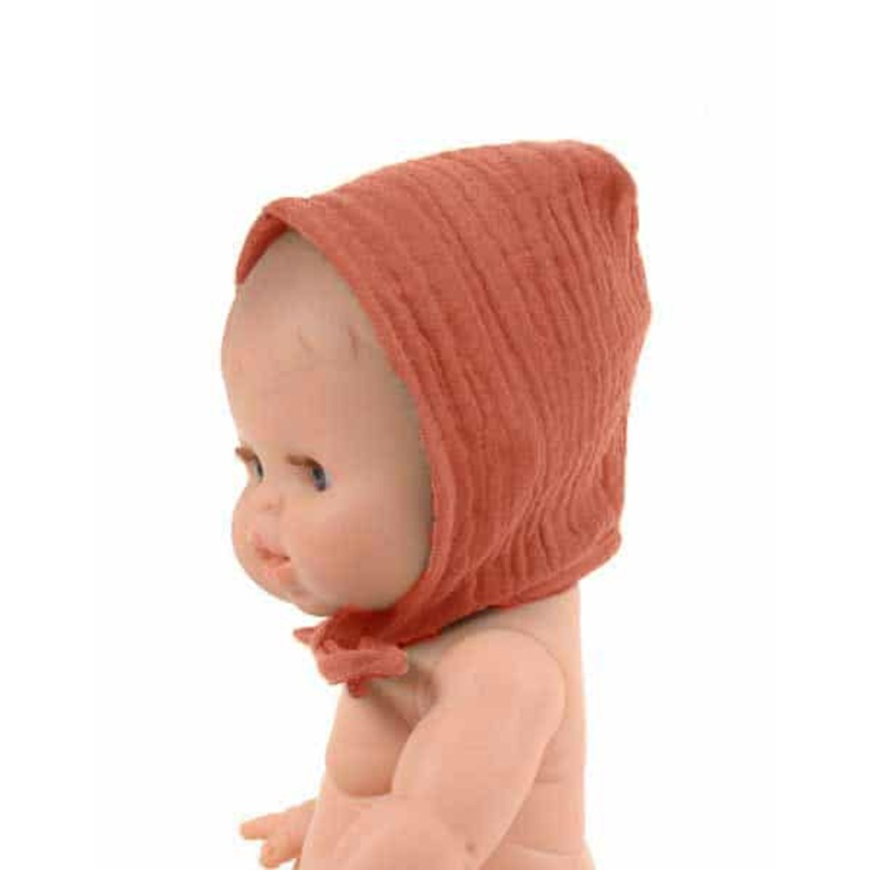 Round Bonnet Double Gauze Cotton in Sienna for Gordis Dolls by Minikane