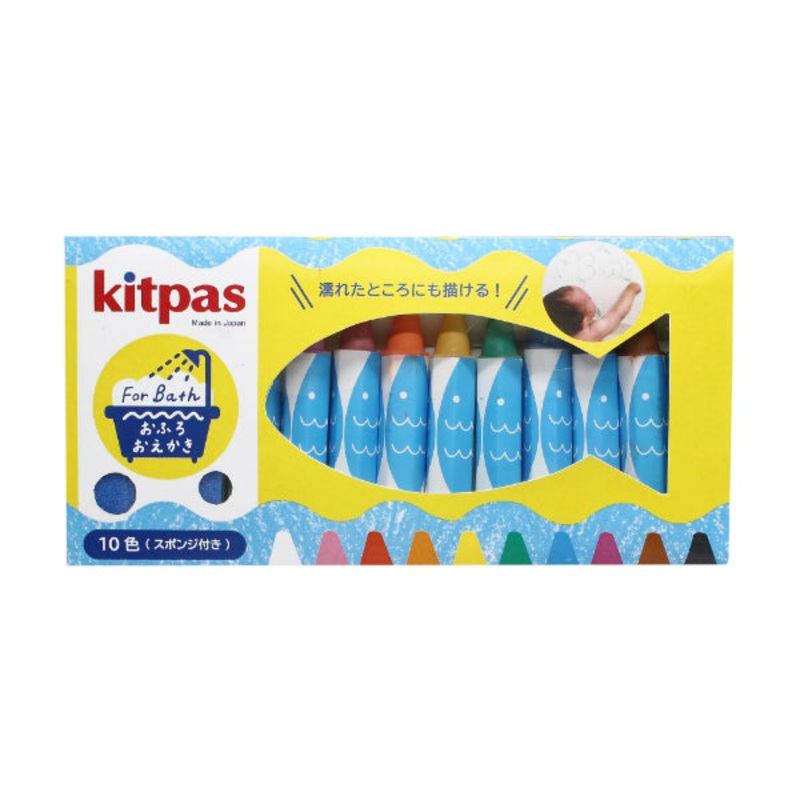 Bath Crayons Set 10 Colours with Sponge