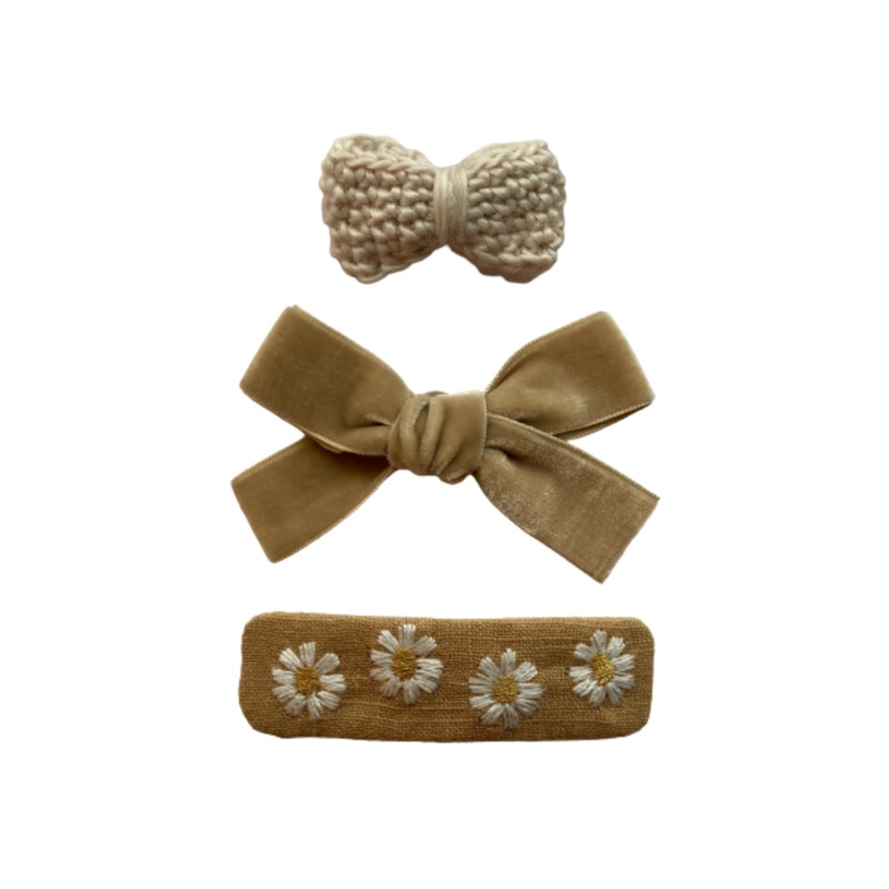 Beige Hair Clip Set