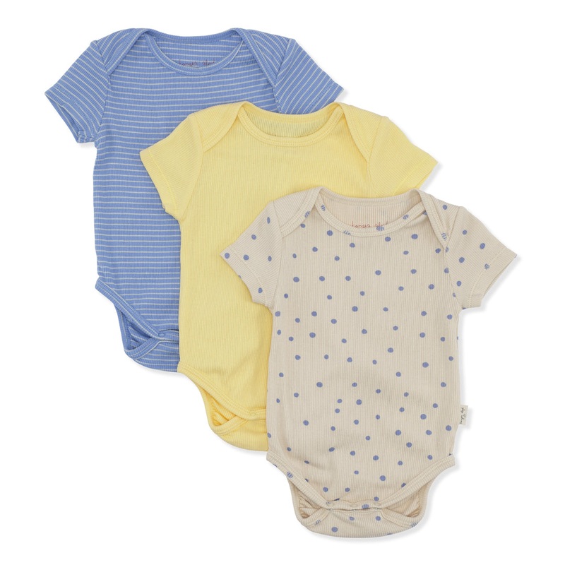 CUE 3 Pack Short Sleeved Ribbed Bodysuit