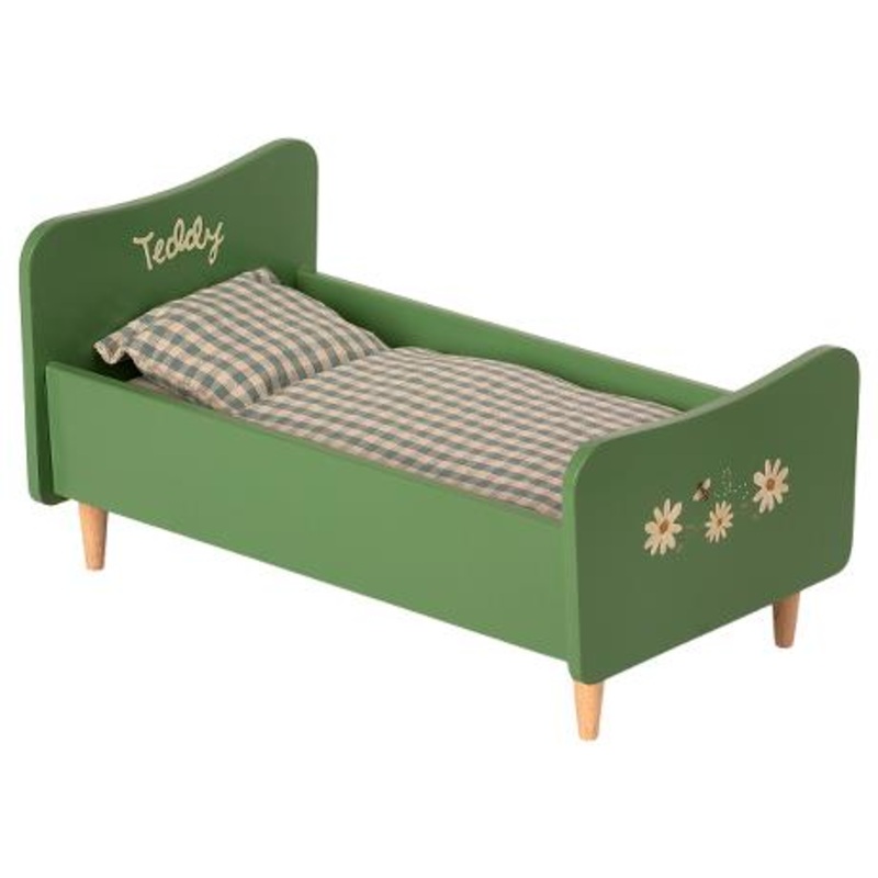 Dusty Green Wooden Bed, Teddy Dad
