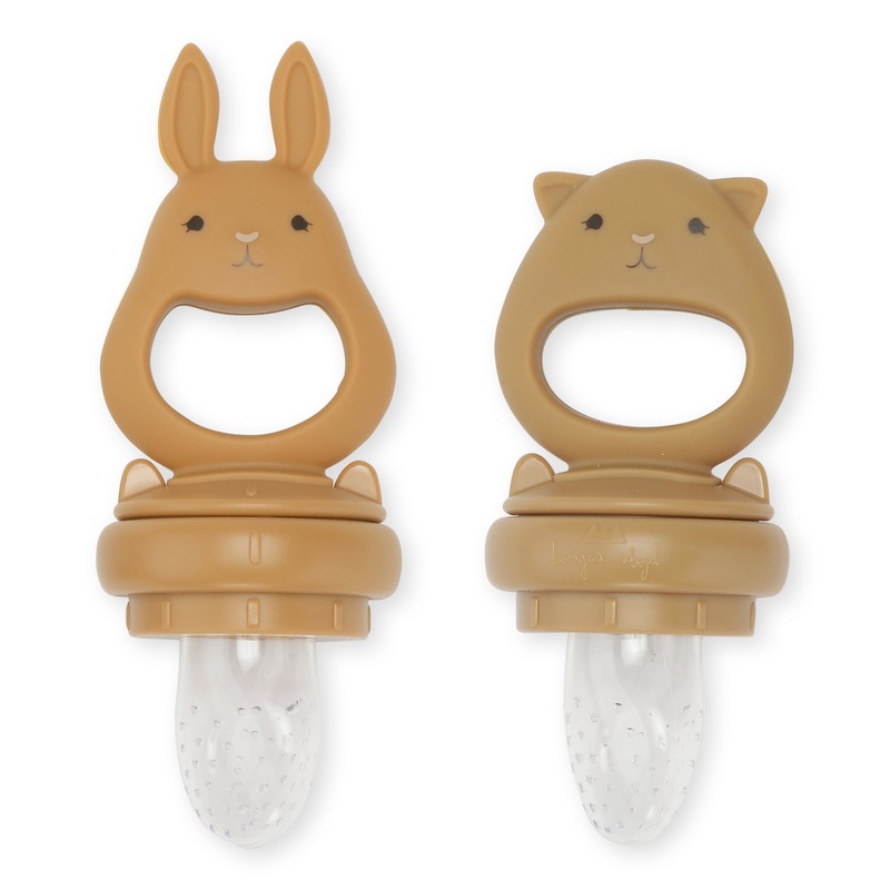 2 Pack Silicone Fruit Feeding Pacifier | Almond/Terracotta