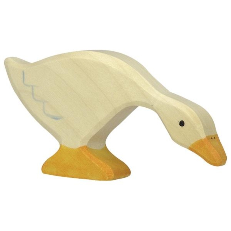 Feeding Goose Wooden Figure