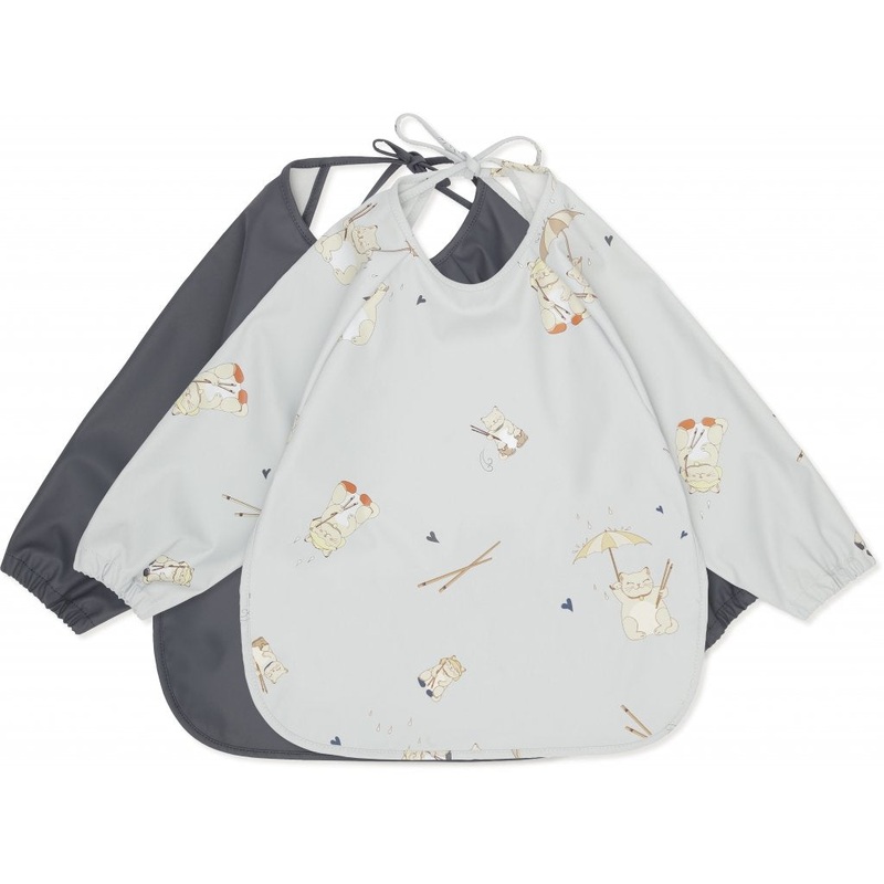 Long Sleeve Dinner Bib Pack of 2 | Miso Raindrops & Turbulence