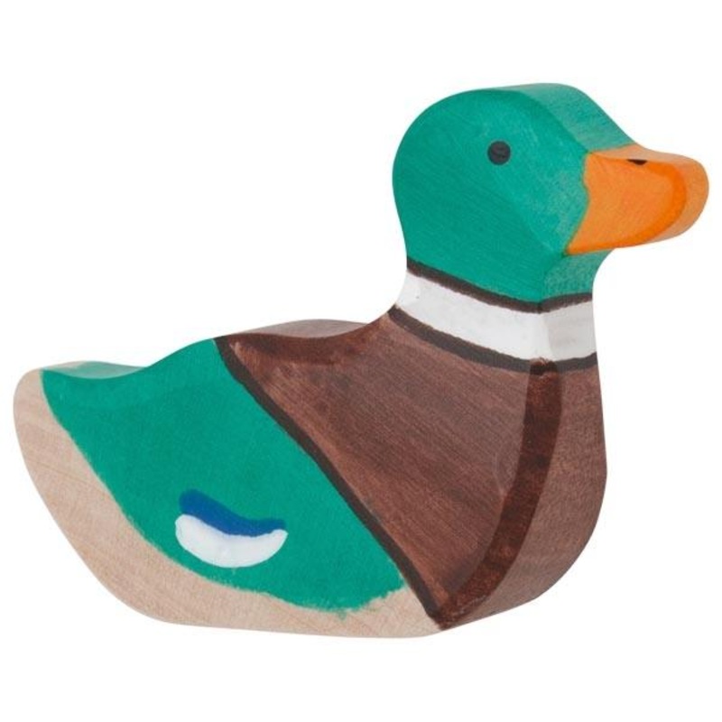 Swimming Drake Wooden Figure