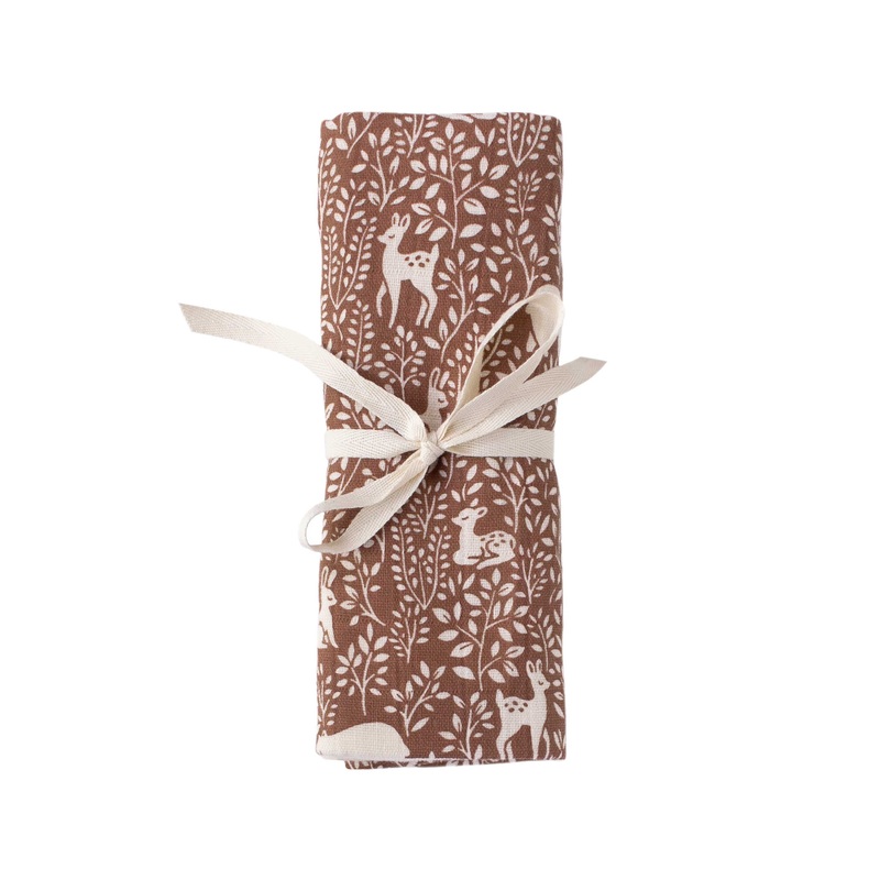 Woodland Print Muslin Swaddle Blanket