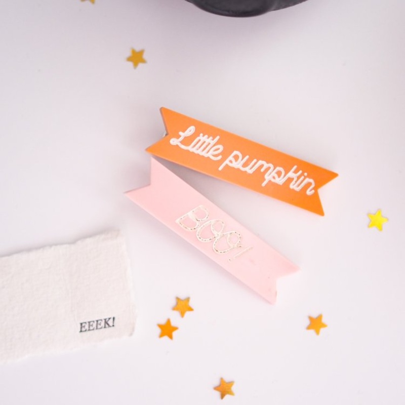 Boo / Little Pumpkin Acrylic Hair Clip Set